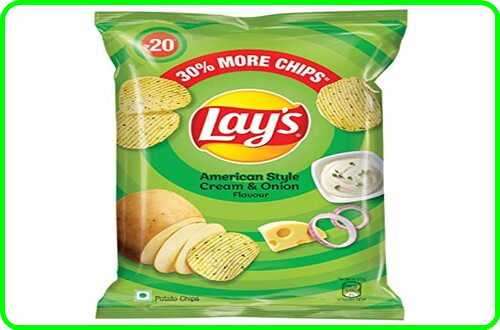 Lays American Cream and Onion Chips- A tangy-creamy combination of onion and cream 