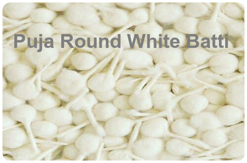 Puja round white batti- cotton wicks for daily Aarti